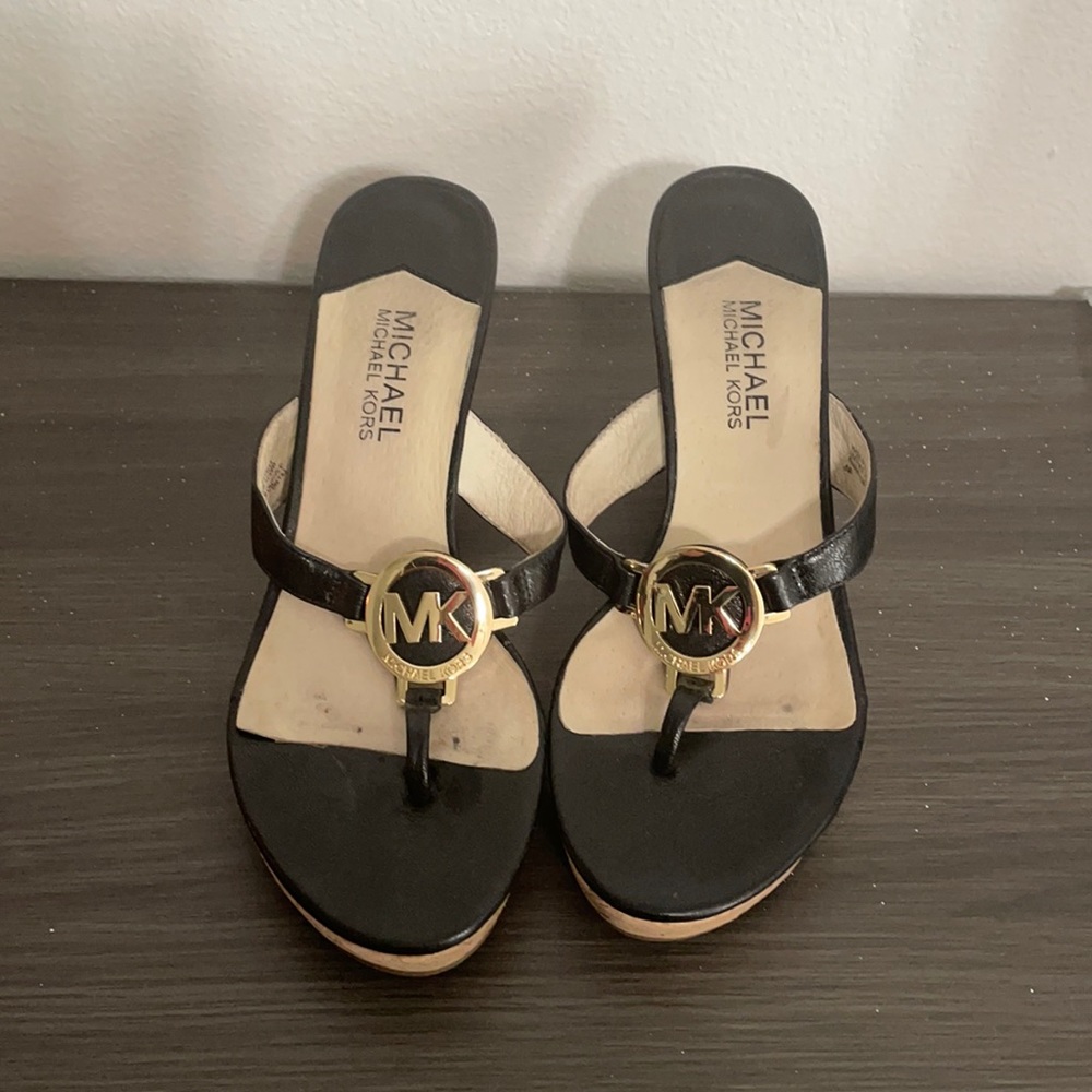Black cork Michael Kors wedges